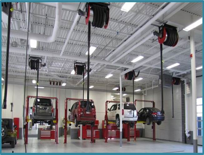 VEHICLE EXHAUST EXTRACTION WITH HOSE REELS TO CONTROL CO AND DIESEL FUMES